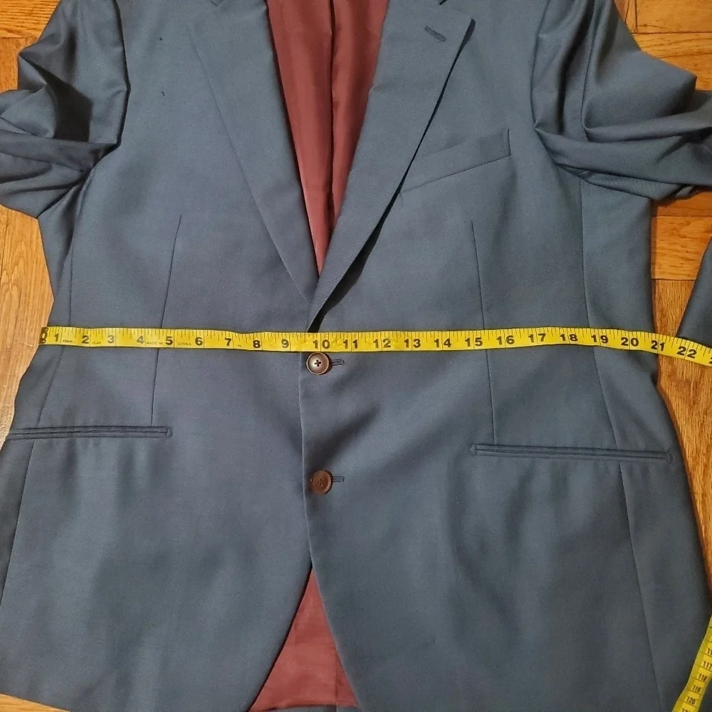 Bluelapel Mens Blazer Blue/Gray Single Breasted Business Office Career 42R - Picture 9 of 11